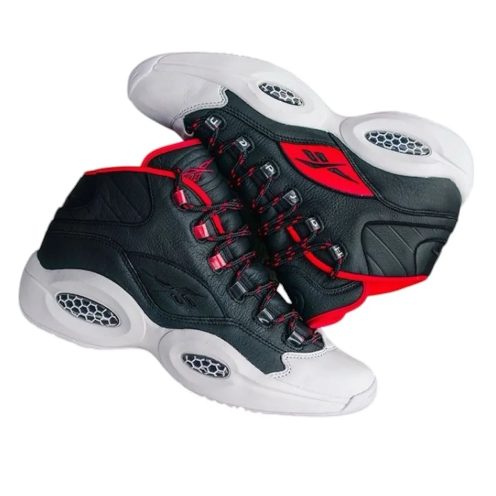 REEBOK QUESTION MID JAMES HARDEN ALLEN IVERSON BLACK RED‎ WHITE FZ1365 SIZE 6.5